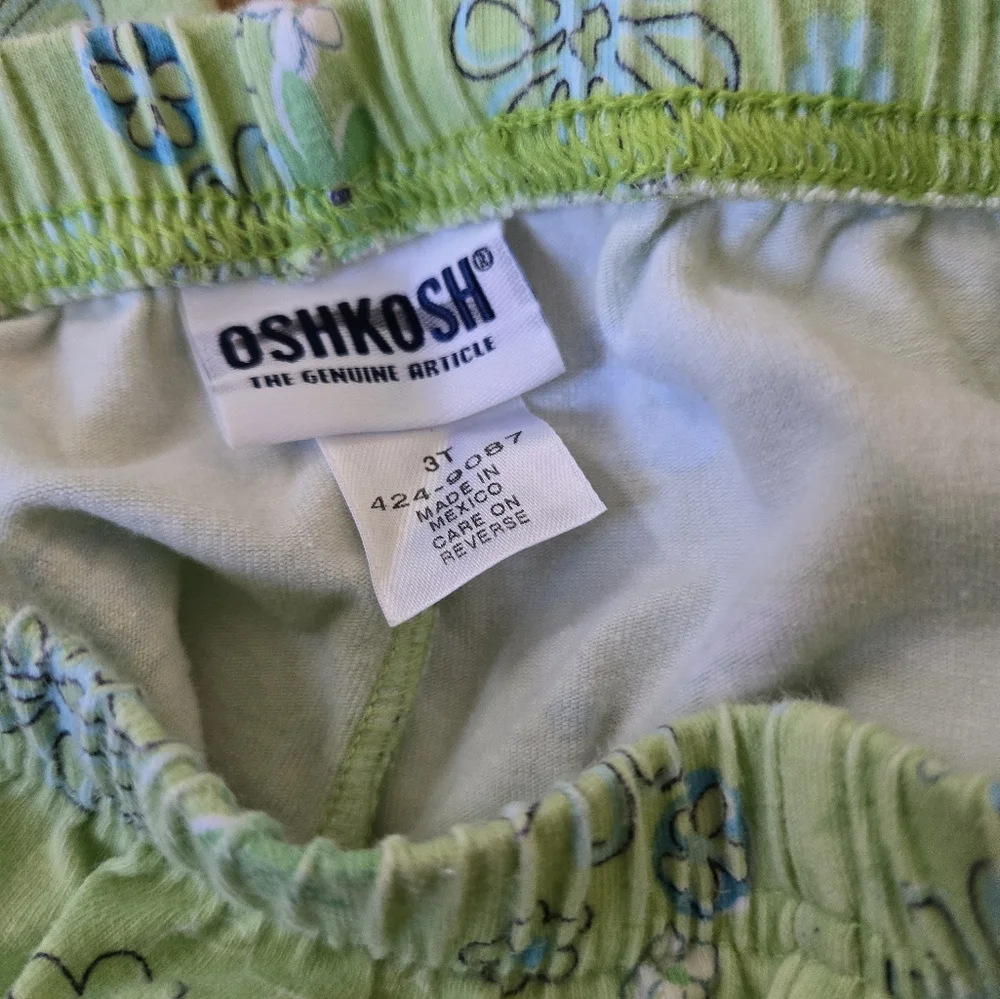 Vintage 1990s Y2K OshKosh B'Gosh lime green floral pants